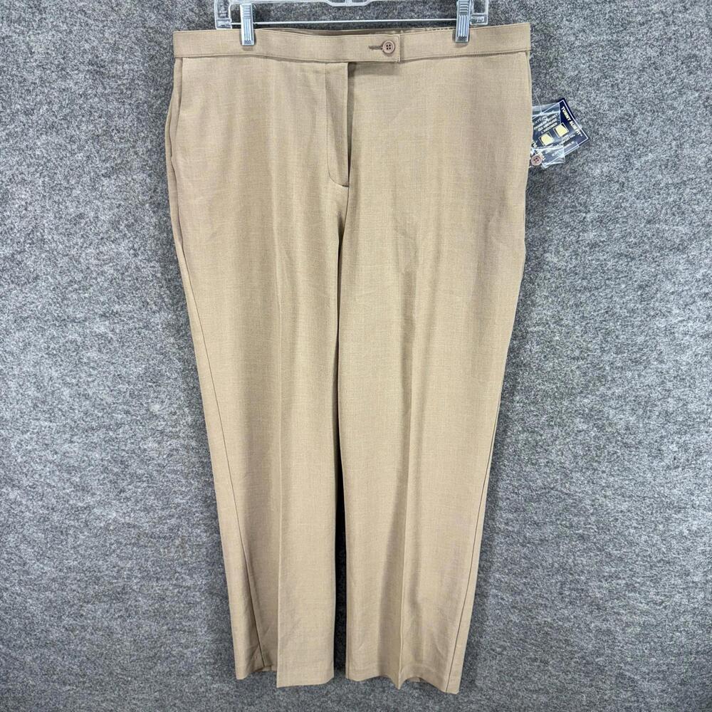 New Allison Daley Dress Pants Women 16 Beige Mid Rise Pleated Stretch Slim
